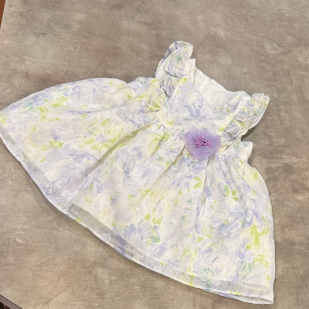 Samara Floral Baby Dress with lilac Flower Accent size 3/6 months